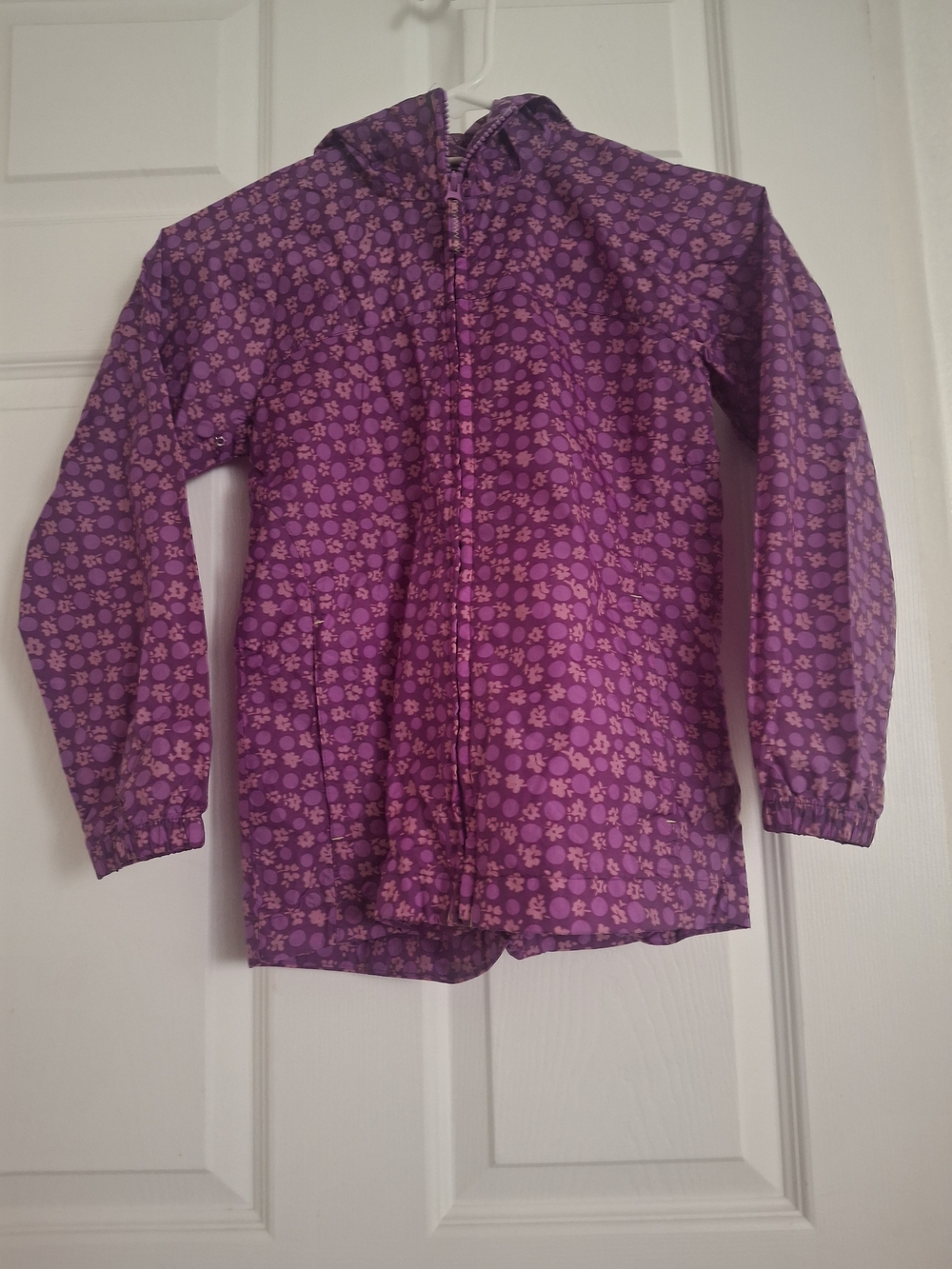 Lands' End Purple Flower Print Kids Raincoat